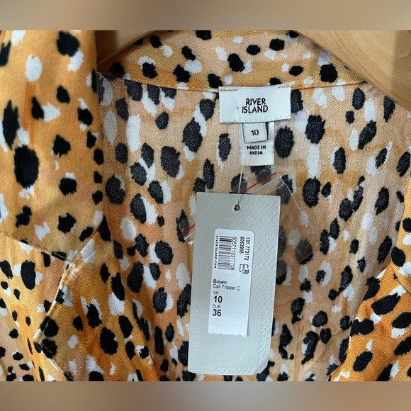 River Island| Animal Print Romper, Short Sleeve/Collard w Tie Waist•••NWT - Picture 8 of 16